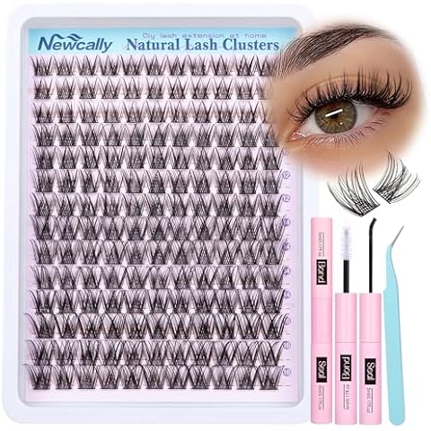 Lash Clusters Kit Wispy Natural Cluster Eyelash Extension Kit DIY Lash Extension Kit C Curl 10-16MM Eyelash Clusters Volume Individual Lashes Kit by Newcally Cover