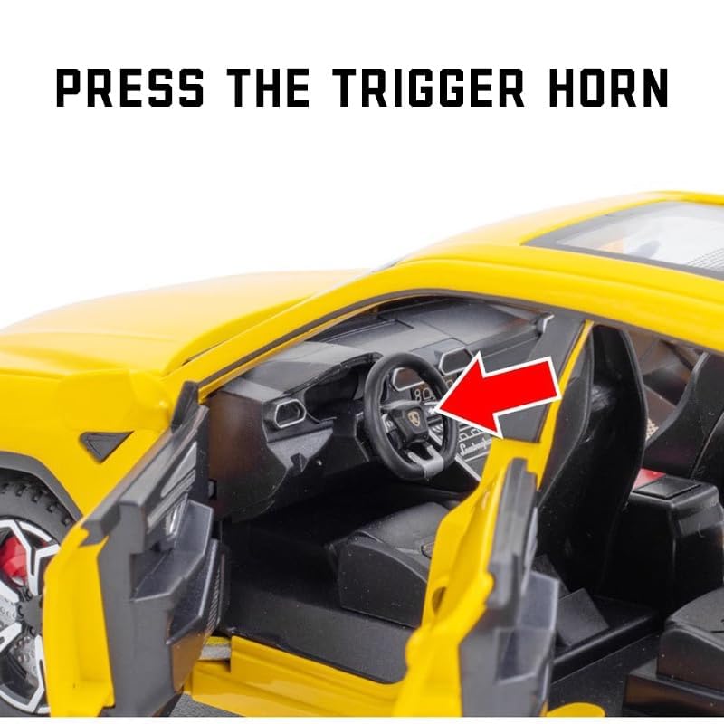 Image of Model 1:24 Lamborghini Urus Model Alloy Metal Pull Back Die-cast Car Openable Doors with Sound and Light Vehicle Car Toy for Kids - Multicolor