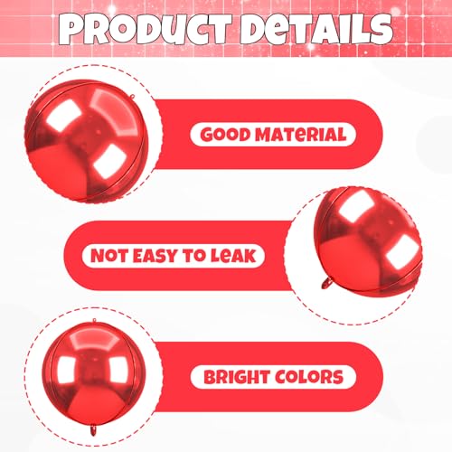 Image of 6pcs 22 inch Red Star Balloons and Red 4D Large Foil Balloons, Foil Star Balloon 4D Aluminum Balloon For Birthday Baby Shower Party Wedding Valentine's Day Christmas Graduation Anniversary New Year