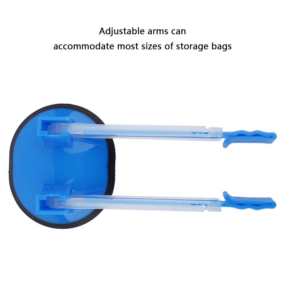 Baggy Rack, zestaw głośnomówiący, Baggy Rack Wielokrotnego użytku, regulowany stojak na stojak z tworzywa sztucznego, suszarka, stojak do zamrażarki, torba na stojak, do kuchni, planowania posiłków, plastikowa torba (niebieska)