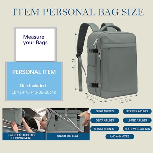 Lossga for Spirit Airlines Personal Item Bag 18x14x8 Inches Travel Bag Mens Travel Backpack for Women Fit Up to 17 inch Weekender Bags With Usb Charging Port Carry on Flight Approved - image 2