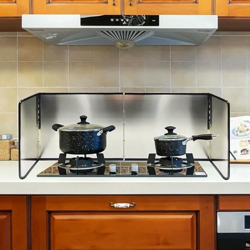 Protector antisalpicaduras de acero inoxidable plegable con 4 paneles para cocina 2