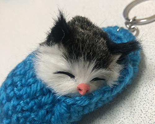 Amazon.co.jp: 眠り猫 睡眠猫 キーホルダー キーリング 手作り 青色