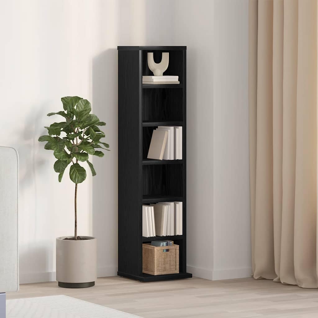 Mobile Porta CD Rovere Nero 21x20x88 cm in Legno Multistrato,Mobili,Armadietti e portaoggetti,Scaffali e armadietti per Supporti multimediali-862421