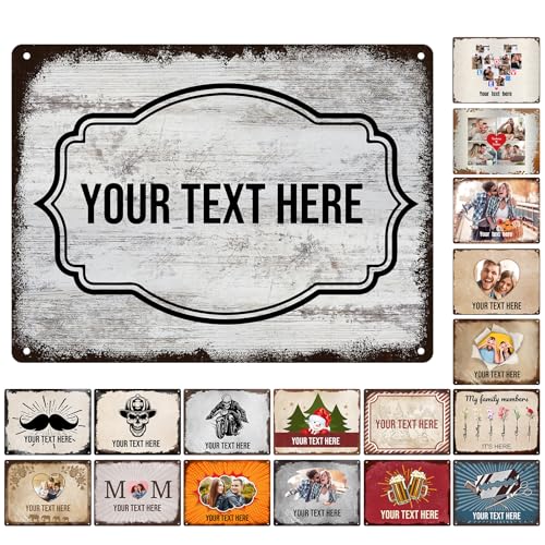 Letrero de Metal Personalizado con Foto/Texto, Cartel de Hojalata Retro Personalizado, Decoración de Pared Impresiones de Metal Personalizadas, Señalización de Arte Vintage para Decoración del Hogar