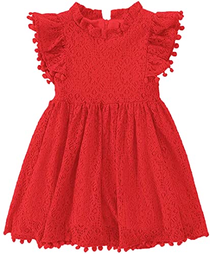 Image of Toddler Girls Lace Tulle Dress Baby Girl Elegant Flutter Sleeve Party Princess Dresses