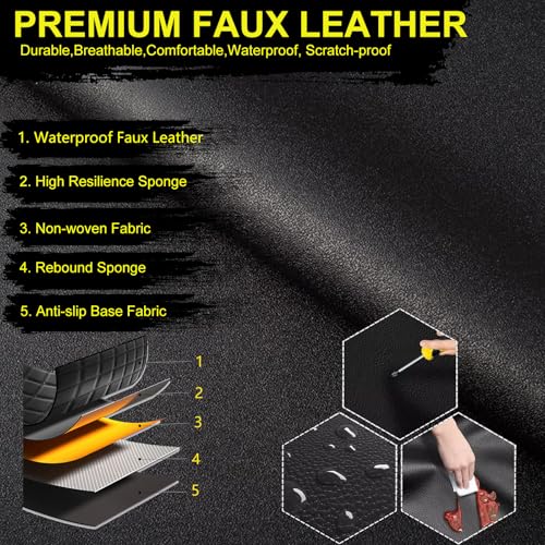Image of Front Seat Covers for Subaru Outback 2007-2026 2027 Faux Leather | Waterproof Breathable Scratch Resistant 360 Wrap Airbag Compatible Easy Clean（2 Seats,Black & Grey)