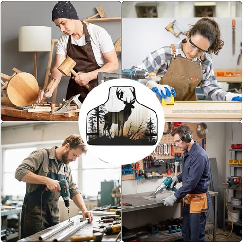 Delantal de trabajo unisex con bolsillos y ajuste cruzado miniatura 6