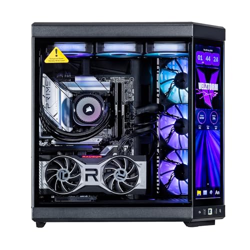 Image of Velztorm LCD Black Praetix Custom Built Y70 Touch Gaming Desktop (Radeon RX 7900 XT 20GB (Beats 4080), Liquid Cooled Intel i9-14900K, 64GB DDR5, 8TB PCIe SSD, 1000W PSU, WiFi 6E, Win10Home)