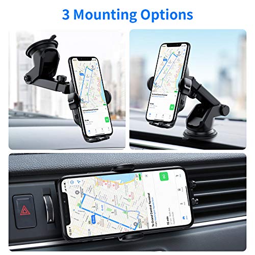 Nalwort Wireless Car Charger Auto Clamping with Air Vent and Dashboard Mount 15W Qi Fast Charge Wireless Car Charger Mount Compatible for iPhone 12/12 Pro Max/11, Samsung S20/S10/S9, Note 20 and More