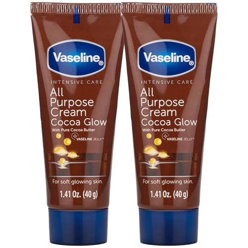 Vaseline Travel Essentials All Purpose Cream Cocoa Glow 2-Pack Hand & Body Lotion for Extremely Dry Skin 1.41 Oz Ea