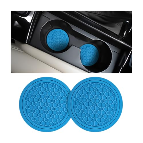 Image of Mandark 2PCS Car Cup Holder Coasters, 2.75 Inch Non-Slip Insert Water Bottle Holder Pads, Dustproof Automotive Interior Accessories Mat, Universal for Vehicles, Trucks, RVs and More(Light Blue)