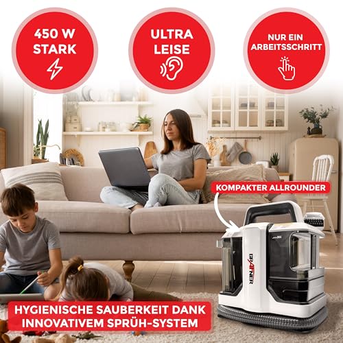 Grafner Waszuiger met dubbele tank en 2 borstels, vlekreiniger voor tapijten, trappen, kussens, auto, voor grote oppervlakken en hardnekkige vlekken, tapijtreiniger, stofzuiger - Image 4