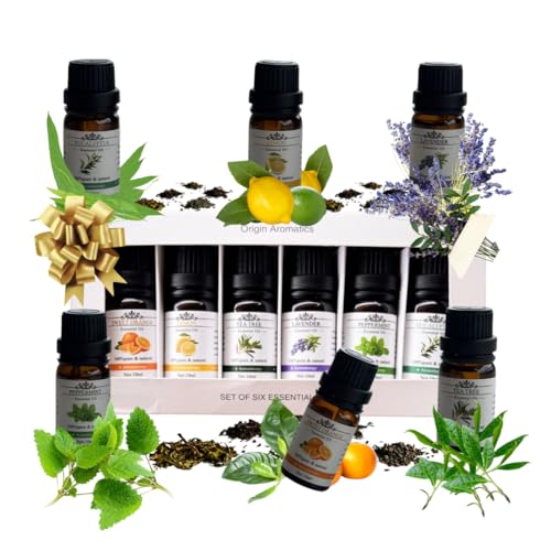 Aceites Esenciales 6 Unidades – Aromaterapia, Relajación y Bienestar, 100% Naturales, Para Difusores, Masajes y Cuidado Personal, Ideal para Hogar y Oficina, aroma y aire fresco.