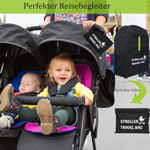 lelewangluo Transporttasche Kinderwagen, Robuste Gate Check Reisetasche Wasserdicht Kinderwagen Abdeckung Schutzhülle Stroller Bag Flugzeug Buggy Tasche mit Schultergurt