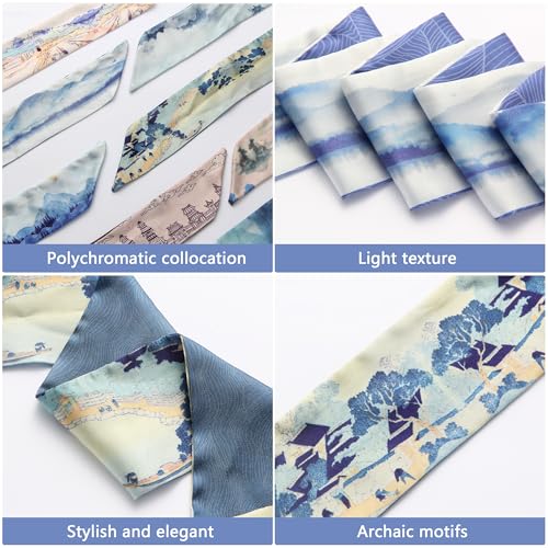 Women's handbag scarf, 8 stylish long silk bandanas, summer light fashion accessory scarves4