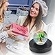 SWTHM Rotatable Round LED Lights Display Base, 11,5 cm Black Display Pedestal, Type C & Battery Charging, 8 Light Modes Round Multicolor Light Base for Clear Crystal Glass Resin Crafts