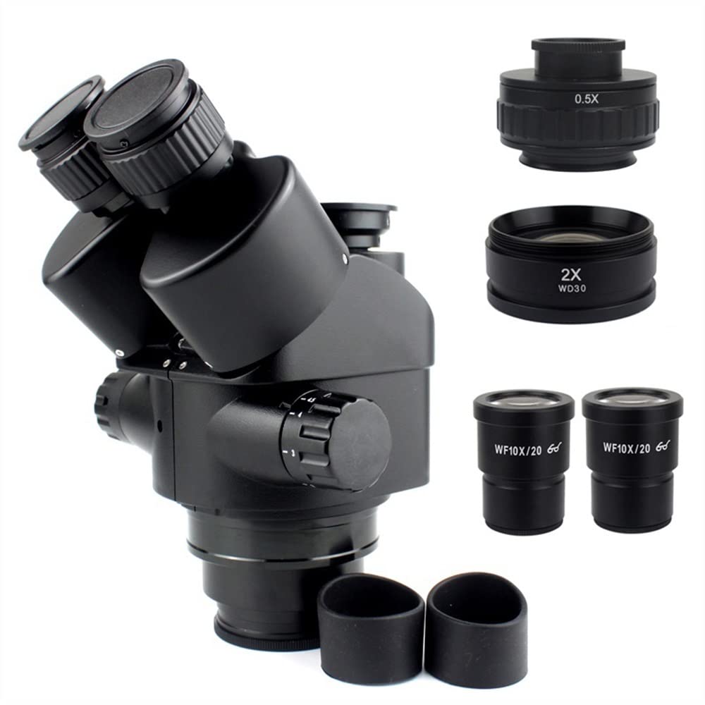 Microscope 7X-45X 3.5X-90X Simul-Focal Trinocular Microscope Zoom Stereo Microscope Head 0.5X 2.0X 0.7X 1.5X 0.75x Auxiliary Objective Lens Fit for PCB Soldering Phone Repair(2.0X with Adapter)