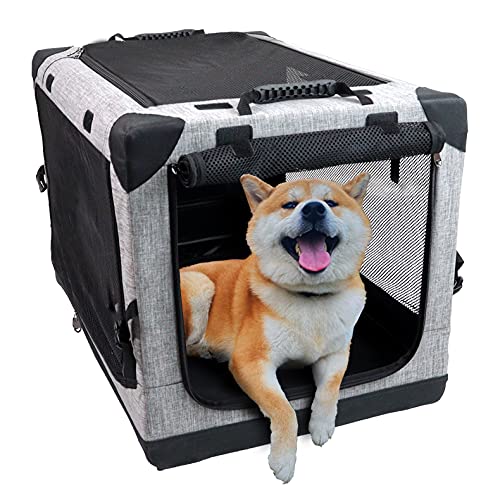 Photo 1 of **NEEDS TO BE WASHED**
Totoro ball 4 Door Portable Folding Dog Crate Kennel with Mesh Mat & Strong Steel Frame & Locking Zippers for Indoor and Outdoor Travel Dog Kennel Cat Carrier Use (32-Inch, Gray) 32-Inch Gray