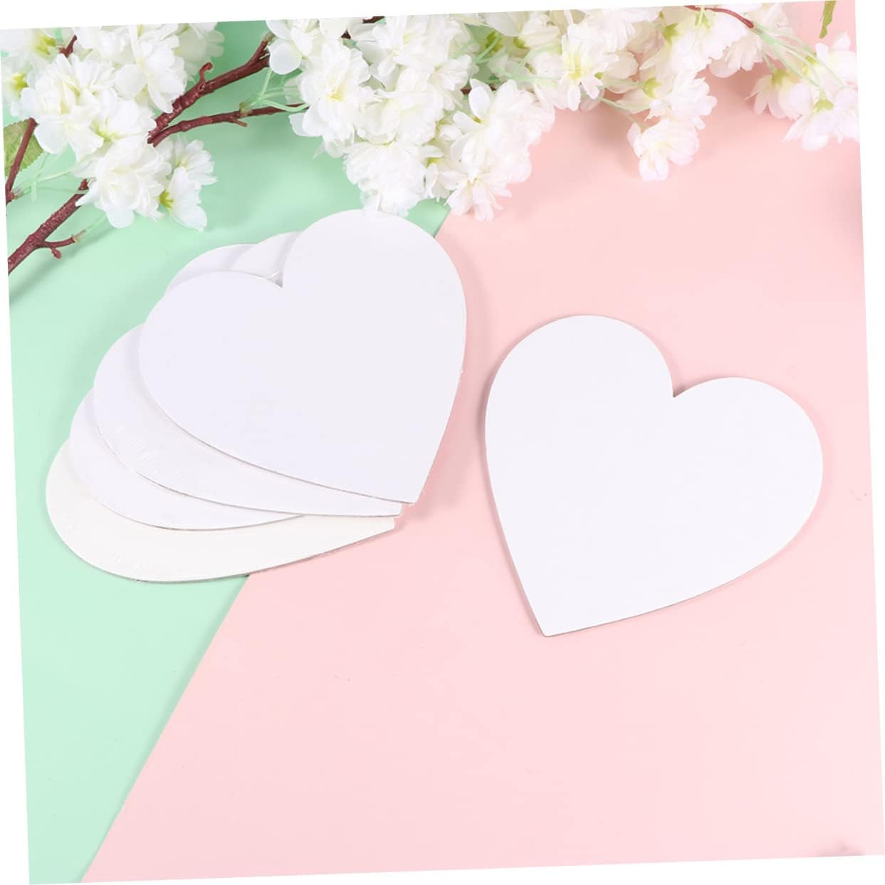 6pcs Cotton Art Panels Heart Shape Oil Painting Boards Heart Cutouts Canvas Drawing Boards