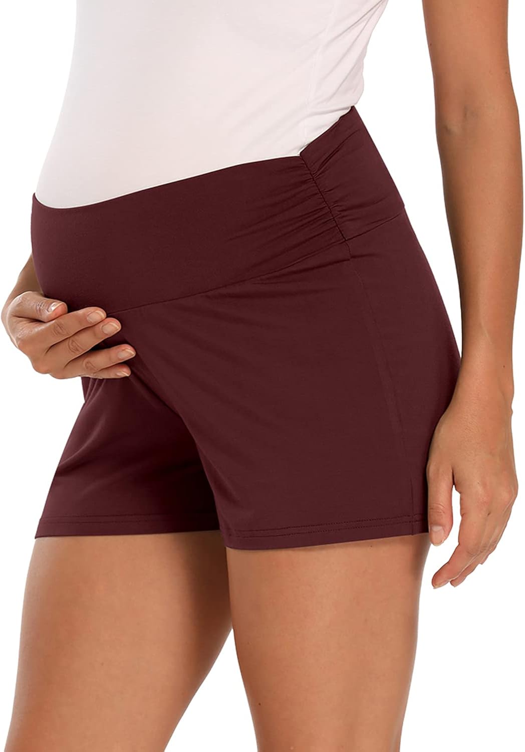 GLAMIX Women's Maternity Shorts Pregnancy Workout Yoga Active Pajama Short Pants at  Women’s Clothing store