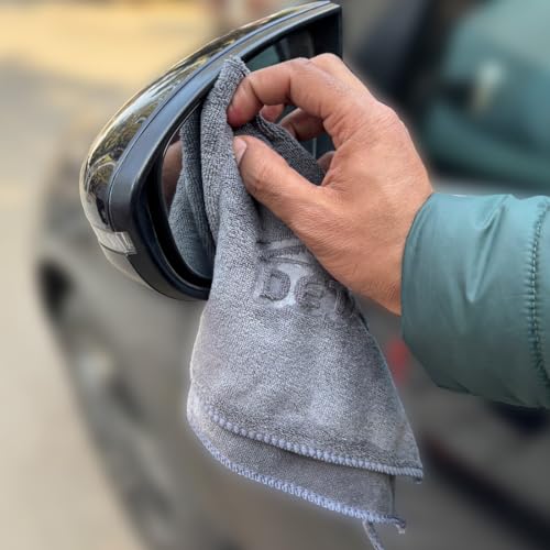 Image of DETAILZ 380 GSM Microfiber Cleaning Cloth for Car, Bike & Home | Ultra Soft Lint-Free Microfiber Towel | Double Sided Extra Thick Plush for Scratch-Free Drying & Detailing-40x40 cm (Pack of 2, Grey)