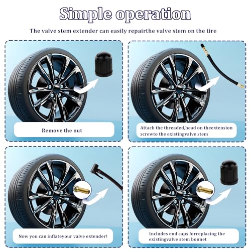 Image of Tire Valve Extension, 3 Pcs 8.25 inch Flexible Valve Stem Extenders Adaptor for Universal RV Cars Bicycles Truck Motorcycle Bike Scooter
