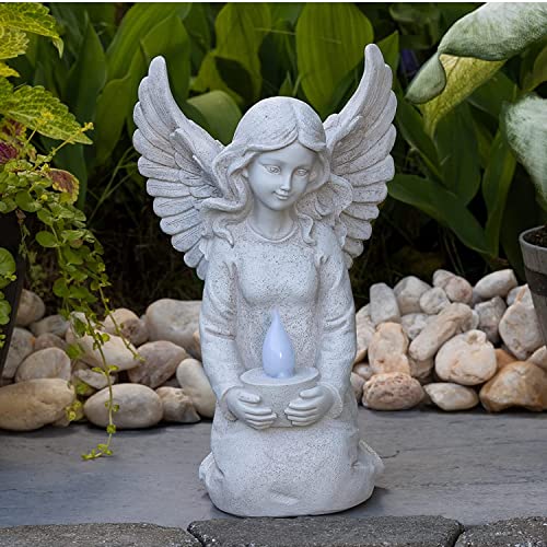 Vp Home Heavenly Angel Solar Powered Outdoor Decor Garden Light With Led Crackled Glass Globe Fairy Outdoor Figurine Light For Home, Patio, Yard Art Resin Fairy Garden Solar Light #TOP5