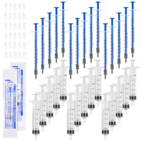 30 Pack 1ml & 5ml Syringes, Plastic Syringe without Needle, Ideal Liquid Tool for Colostrum Collector, Pets, Plant, Lab, Individually Packaging for Safer Use