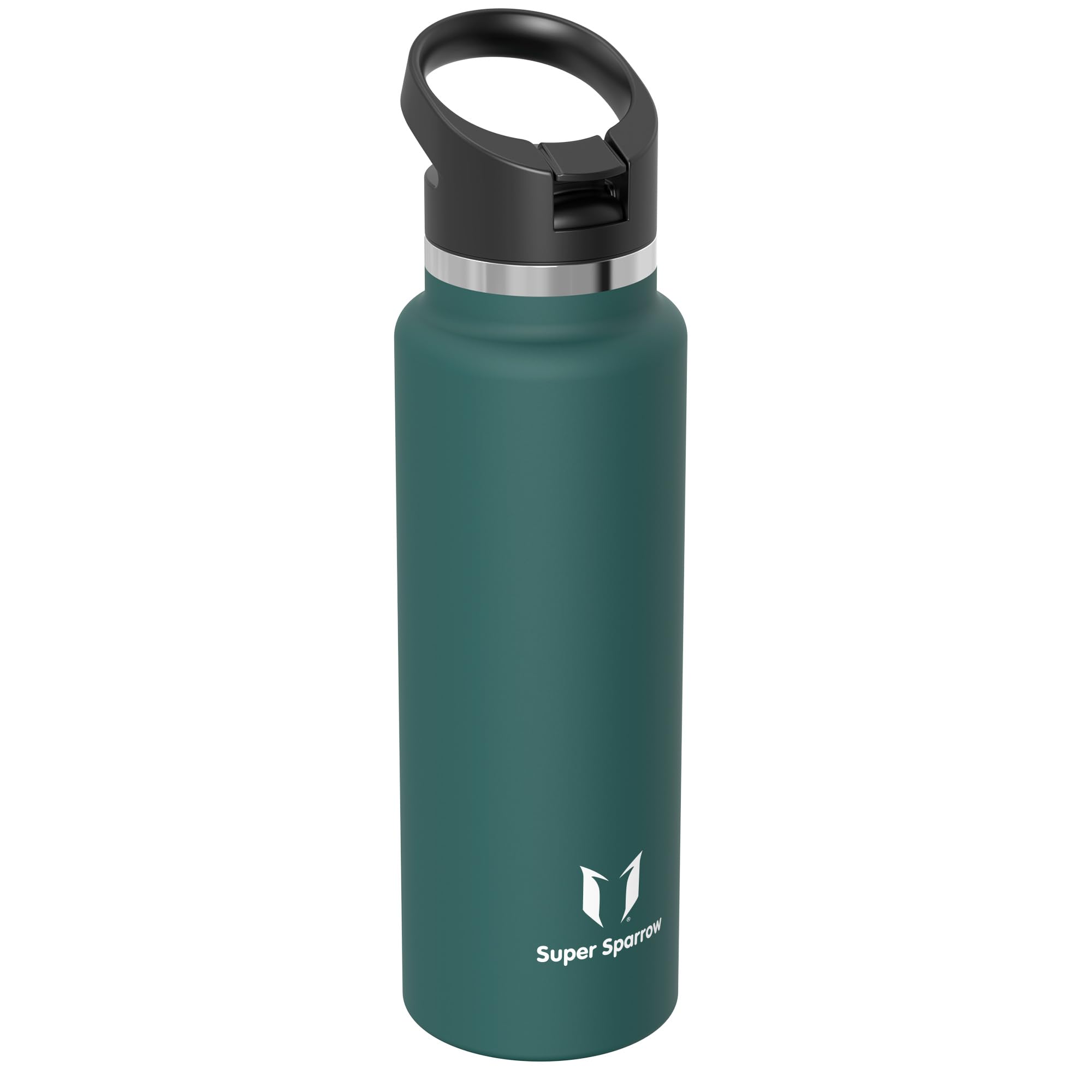 Super Sparrow Water Bottle Insulated - 500ml, 750ml, 1000ml, 1.2L, 1.5L - Wide Mouth Metal Bottle - SwivelSip Flask - BPA Free, Leak Proof - Ergonomic Straw Water Bottles for Gym, Travel, Sports - 3