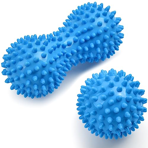 URAQT Faszienball, 2er Set Kleine Igelball Hart, Faszien Massageball mit Noppen, Massagebälle zur Behandlung Von Muskelverspannungen, Igelbälle Massage Ball für Füße Rücken Nacken Hände (Blau) URAQT Faszienball, 2er Set Kleine Igelball Hart, Faszien Massageball mit Noppen, Massagebälle zur Behandlung Von Muskelverspannungen, Igelbälle Massage Ball für Füße Rücken Nacken Hände (Blau)