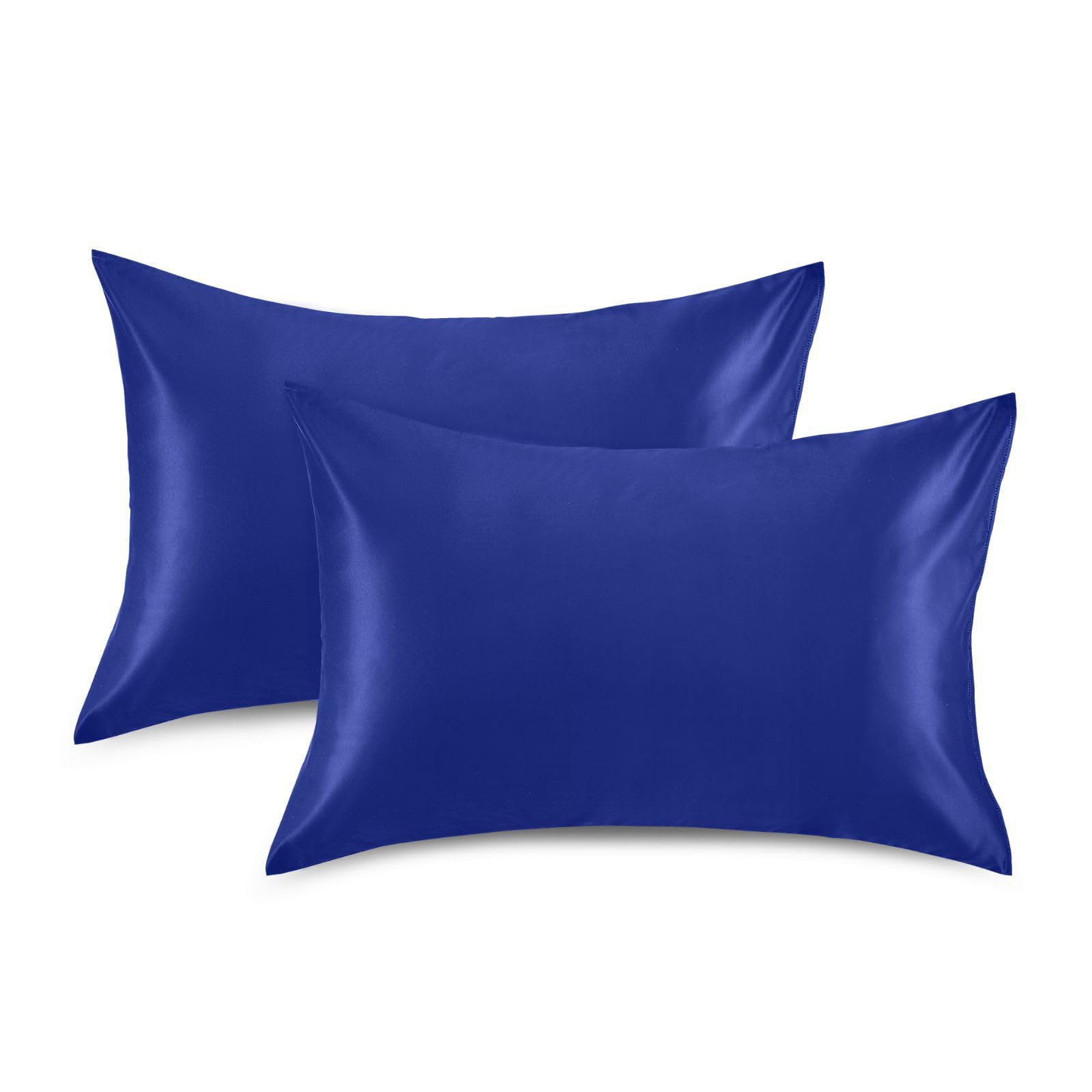 Navy Blue Satin Rectangle Pillowcase Soft Throw Pillow Cover for Sofa Car Bedroom Living Room 30x20in