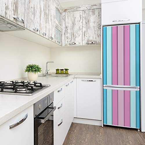 Autocollant frigo 70x190cm auto-adhésif à motif rayures colorées