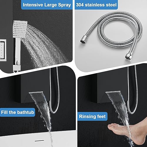 Image of ROVOGO Shower Panel Tower System with Led Lights - Battery Powered, 46.5 inch