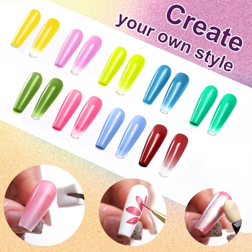 Gradient Painting Gel, 9 Colors Ombre Gel Nail Polish Bright Rainbow miniatura 4