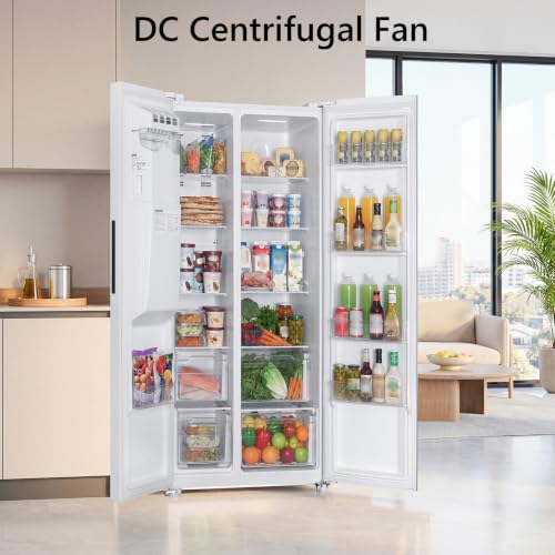 Image of Electactic 18.1 Cu. Ft. Side by Side Refrigerator with Freezer, 2-Door Refrigerator with Built-in Ice Maker, Water Dispenser, Garage Ready Freezer with Digital Temperature Control, White