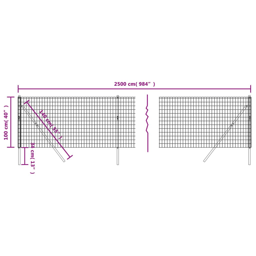 ShGaxin Cerca de Alambre de Acero galvanizado Gris Antracita 1x25 m, Malla Metalica, Malla Alambre, Alambre para Conejos, Vallas De Obra, Mallas para Gallinero - 154201