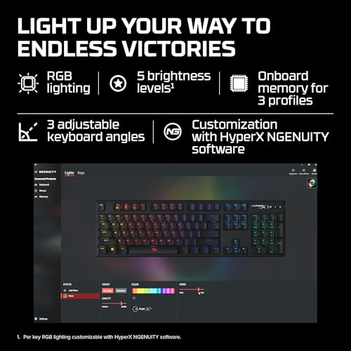 Image of HyperX Alloy Origins Mechanical USB Gaming Keyboard Software-Controlled Light and Macro Customization, Compact Form Factor, Clicky Switch, Blue, RGB LED Backlit, Black (HX-KB6BLX-US)