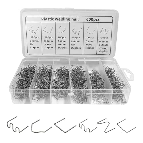 ZNDAW 600PCS Hot Staples Welding Rods, 0.6mm 0.8mm Wave Shape Bumper Dashboard Repair Welding Wire, Metal Plastic Welding Staples Supplies for Machine Repair, Car Accessories