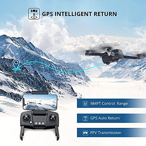 Holy Stone HS175D Foldable Drone with 4K Camera for Adults, RC Quadcopter with GPS Auto Return, Follow Me, Brushless Motor, Circle Fly, Waypoint Fly, Altitude Hold, Headless Mode, 46 Mins Long Flight