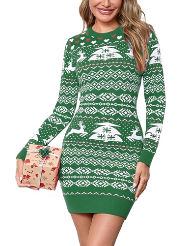 Bresdk Weihnachtspullover Damen Rundhals Weihnachtsoutfit mit Rentier...