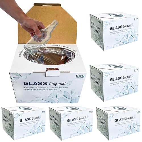 6 Pcs Broken Glass Disposal Box 12.2x8x9 with Lid