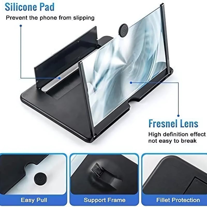 Image of Drumstone (๐๐ข๐ฆ๐ข๐ญ๐๐ ๐๐จ๐๐๐ฒ) 12 Inch Mobile Screen Magnifier for Viewing, Compatible All Phones for Movies, Reading, Video Watching at Home or Travel (Black) ๐๐ ๐๐๐๐ซ๐ฌ ๐๐๐ซ๐ซ๐๐ง๐ญ๐ฒ