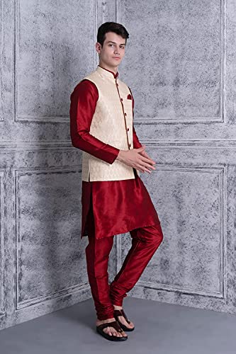Image of Uri and MacKenzie Men's Silk Blend Kurta Pajama with Designer Ethnic Nehru Jacket /Modi Jacket
