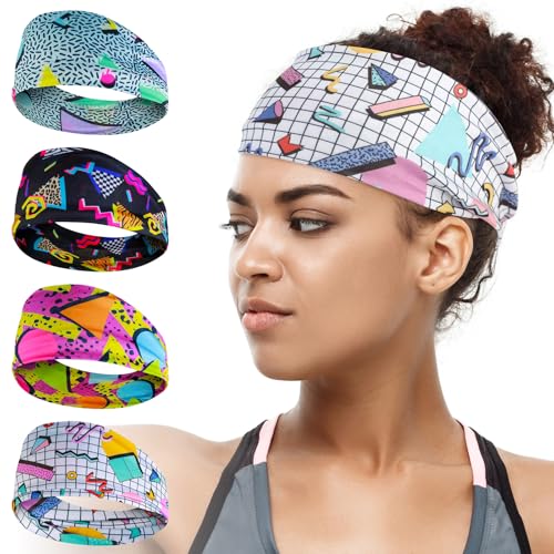 4 Stück Haarband mit Retro Print Haarbänder Damen 80er 90er Breite Stirnband Damen Sport Retro Bandana Elastische rutschfest Stirnbänder Weiches Headband Hair Band für Alltag Yoga Sport 4 Stück Haarband mit Retro Print Haarbänder Damen 80er 90er Breite Stirnband Damen Sport Retro Bandana Elastische rutschfest Stirnbänder Weiches Headband Hair Band für Alltag Yoga Sport