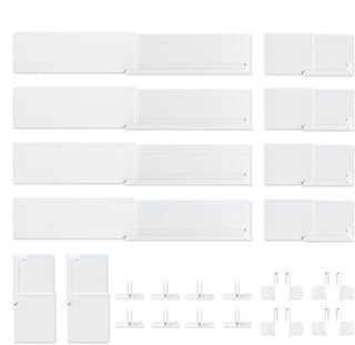 Adjustable Drawer Dividers for Small & Junk Drawers - Standard Kit | Double set + 2 extra panels; slim interlocking grid for vanity, desk & bathroom; 3D guide shows where pieces go; tool-free