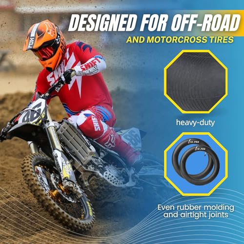 Image of (2-Pack) 110 /100-18 (4.50 x 18) Heavy-Duty Motorcycle Inner Tubes - 3mm Thick Butyl Rubber Inner Tubes - TR4 Valve Stems - Designed for Off-Road and Motocross Tires