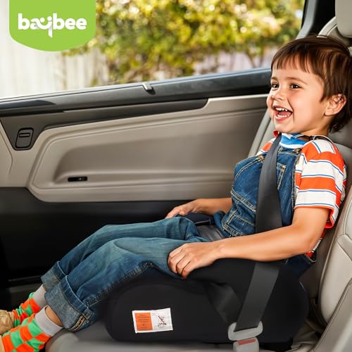 Image of Baybee Premium Booster Car Seat for Kids Aged 3-12 Years Comfortable & Lightweight Travel Seat | Portable Child Safety Seat with Belt Guide for Cars (Black)