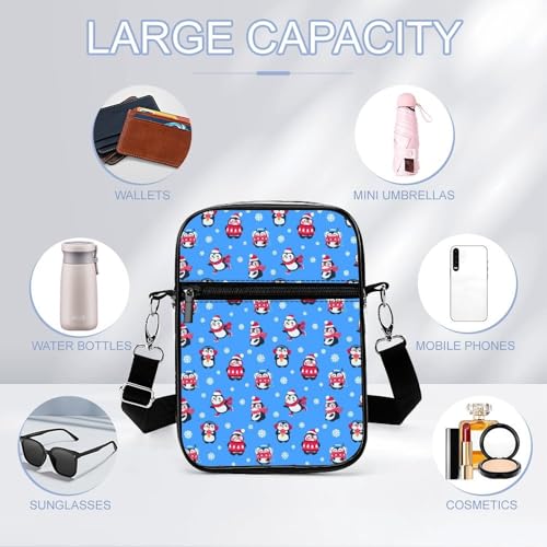 Penguins Christmas Clear Crossbody Bag Stadium Bag Adjustable Side Shoulder Bags Messenger Bag with 2 Compartments3