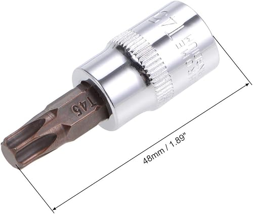 Miniatura 2 de uxcell 2 unidades de 38 pulgadas x T45 Torx broca zócalo, brocas de acero S2 CR-V, 1.496 in de longitud, uso con llave de trinquete, barra